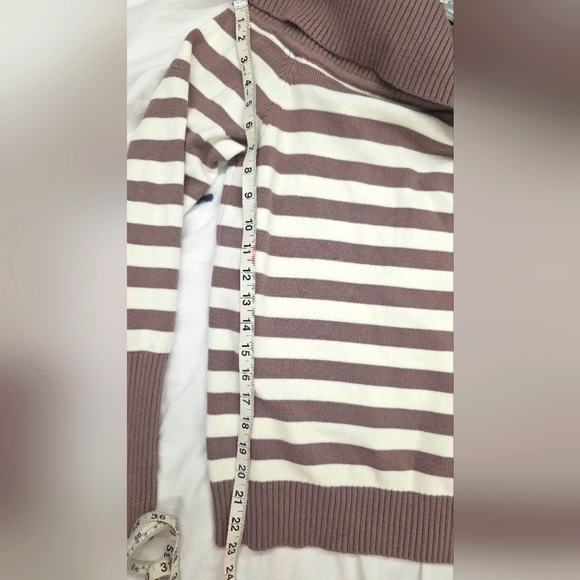 Stella Tweed Striped Off-Shoulder Sweater - Brown and White Size 1X Like New - Picture 8 of 8